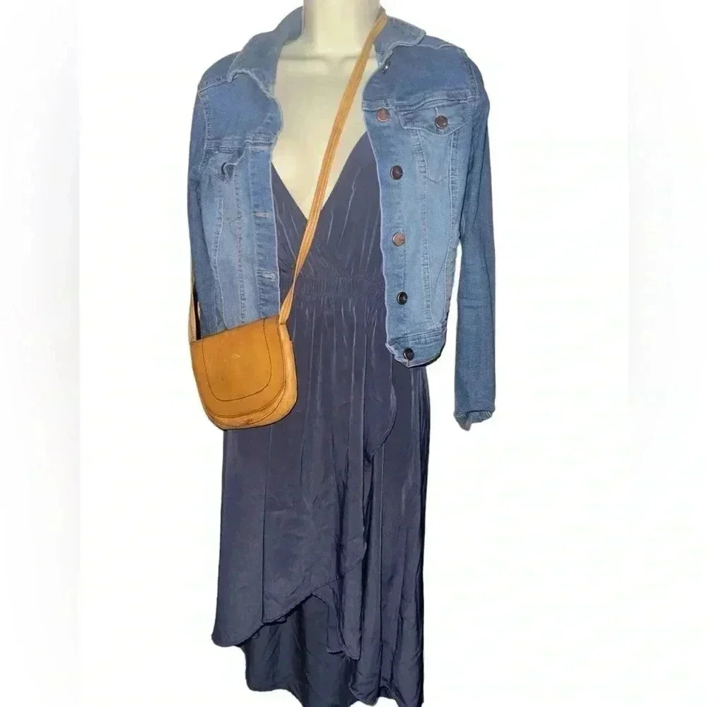 Navy Blue Asymmetrical Dress**
